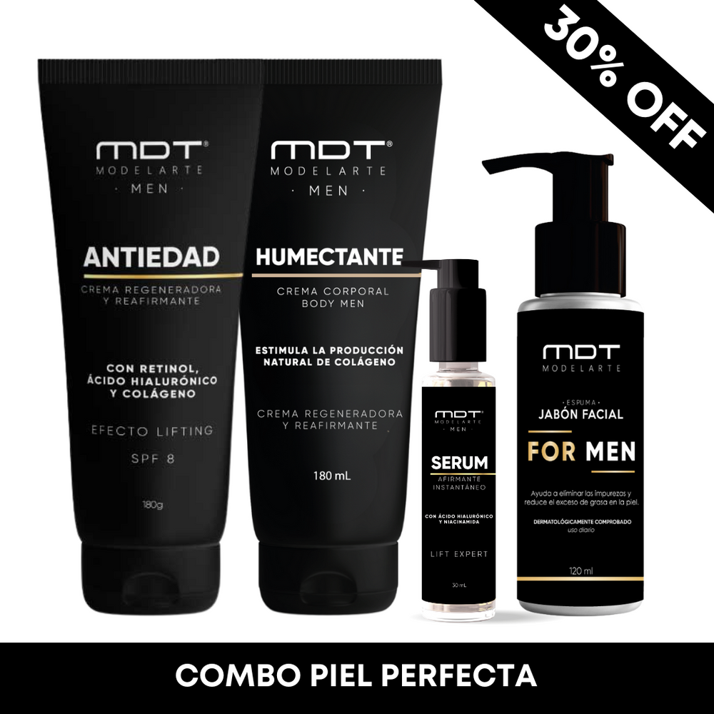 Skincare para hombres: limpieza, hidratación y rejuvenecimiento facial y corporal con ingredientes activos